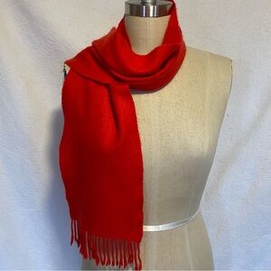 Pure cashmere red fringed scarf